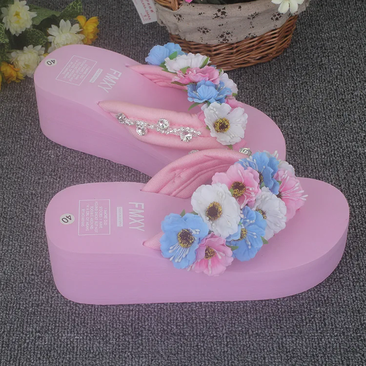 New Diamond Beach Handmade Flip Flops Slippers Beautiful Fashion Cheap Womens Wedges Shoes With High Heel Footwear Online47