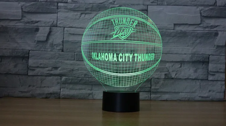 Details About 3d Led Night Light Basketball Lamp Oklahoma City Thunder Usb Nba Club Table Gift
