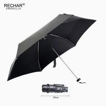 

MINI Umbrella Rain Women Small Five Folding Umbrellas Compact Sun/Rain Women's Sunshine Umbrella Light Sunshade Black Coating