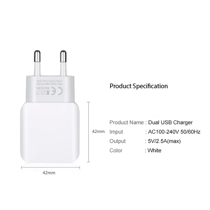 شاحن محمول يو اس بي الاتحاد الأوروبي مهايئ شاحن الهاتف المحمول السفر الحائط شاحن المصغّر usb كابل ل فون 7 8 سامسونج هواوي العالمي