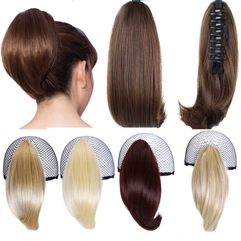 

DIFEI Synthetic Women Claw on Ponytail Clip in Hair Extensions straight Pony Tail Hairpiece Black Brown Blonde Hairstyles h