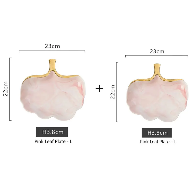 Глод мраморная керамическая тарелка блюдо суповая чаши для риса и супа салатная тарелка ювелирный лоток для хранения посуды Декоративная посуда - Цвет: two pink-L