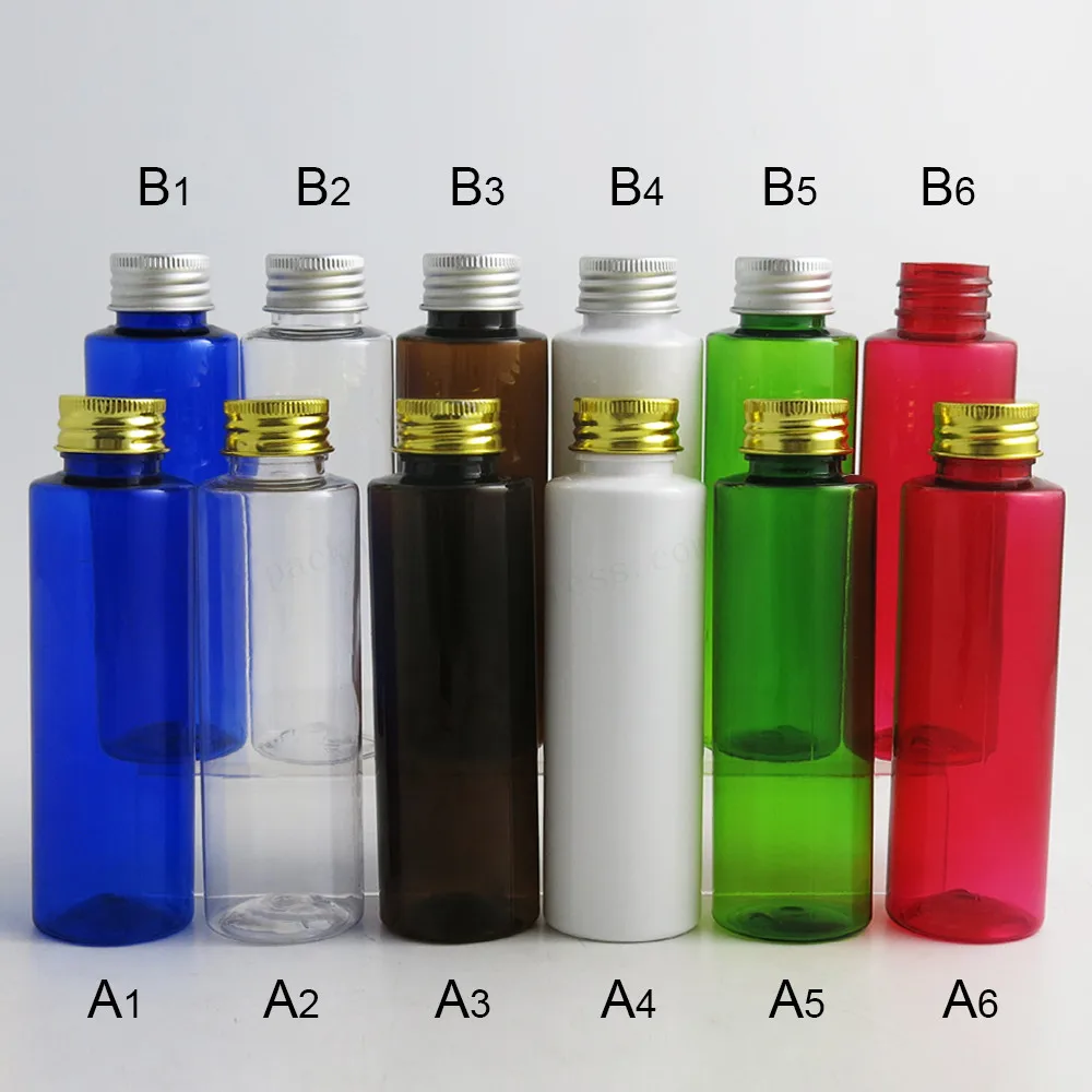 

30 X 100ml Flat Shoulder White Blue Clear Pet Plastic Bottle With Aluminum Cap 100cc Dispensing Containers Bottles