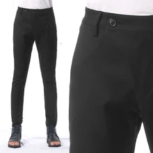 27-44! Мужская одежда, мужские повседневные штаны загрузки вырезать Плотно обтягивающие джинсы Штаны брюки штаны-шаровары тонкий сценический для певца, костюмы