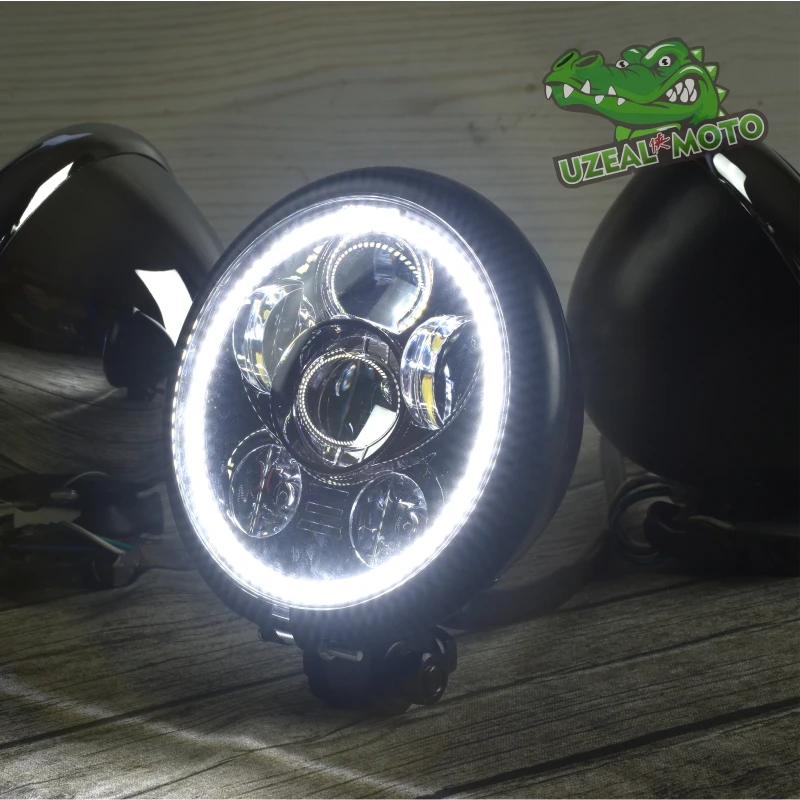 

Harley Retro Motorcycle Modified LED Highlights Driving light ring 5.75 inch Headlights