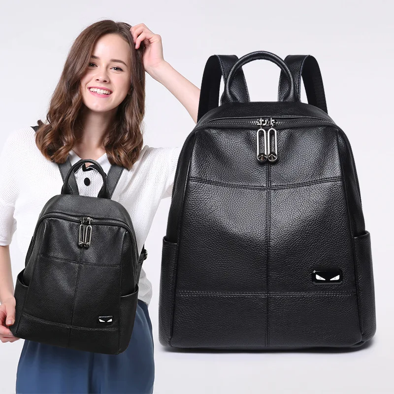 

2019 New Fashion Blast Double Shoulder Bags Cowhide Leather Women Bags Anti-theft Bags