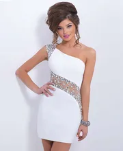 Neue 2017 Cocktailkleider One-shoulder-kristalle Cocktail Party Vestido De Festa Curto Kleid Cocktailkleid Robe Cocktail