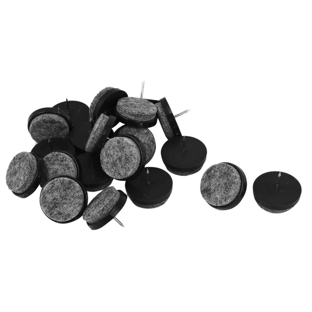 

20x Table Chair Leg Felt Nail-on Glide Pads Floor Protector 28mm Dia Black