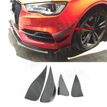 Карбоновое волокно передний губы ветер воздушный нож Бампер протектор бампера для Audi A3 S3 седан~ Боковой бампер отделка спойлер