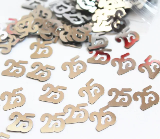Silver Wedding Table Confetti 25th Anniversary Birthday Silver Wedding Table Confetti 25th Anniversary Birthday Decorations Value Pack