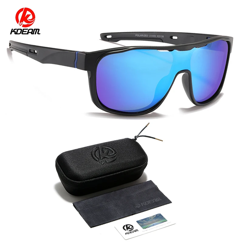 

SUPER DEAL KDEAM Women Men One-piece Lens Polarized Sunglasses with Box Famle Male Mirrored Sport Sun Glasses Goggles KD139