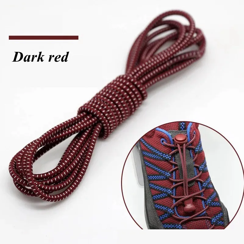100 см растягивающийся замок кружева 22 цвета пара фиксирующий башмак шнурки эластичные шнурки для кроссовок шнурки для бега/триатлона T1 - Цвет: Dark red