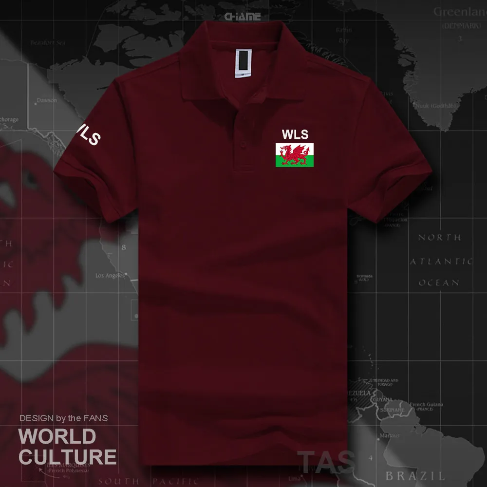 

Wales Welsh WLS polo shirts men short sleeve white brands printed for country 2018 cotton nation team flag new fashion