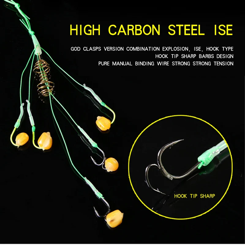 2pcs Luminous Fishing Hook High Carbon Steel AgrafeLead hook. Fishing hook. Line Jig Fishhooks Fishing Hook Barbed 6-12# YG24