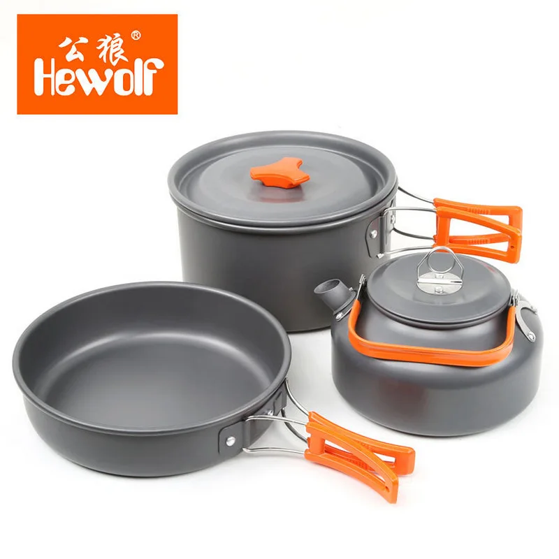 Hewolf Durable Portable Outdoor Travel Pot Kettle Camping Cookware