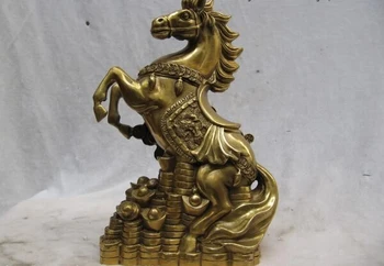 

song voge gem S1087 Chinese Folk Art collection Brass Lucky propitious Money wealth Horse Statue