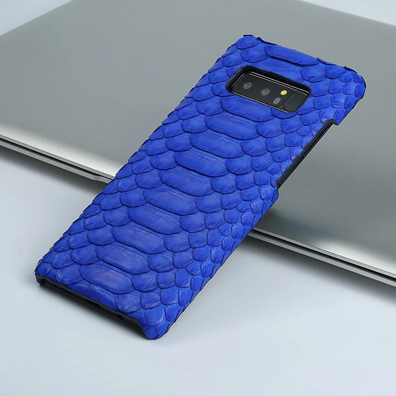 Чехол для телефона из натуральной кожи питона для samsung Galaxy S10 plus A70 J7 A7 Роскошный натуральный чехол для samsung note10 Pro A9 - Цвет: Синий