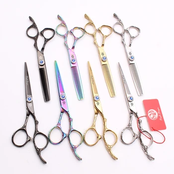 

5.5" 16cm Purple Dragon Japan 440C Professional Barber Scissors Cutting Shears Thinning Scissors Plum Handle Hair Scissors Z9002