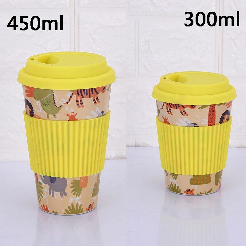 1 шт. новые кофейные кружки для путешествий многоразовые чайные чашки из бамбукового волокна Экологичная чашка для напитков 300-400-450 мл - Цвет: 2 Yellow  300ml