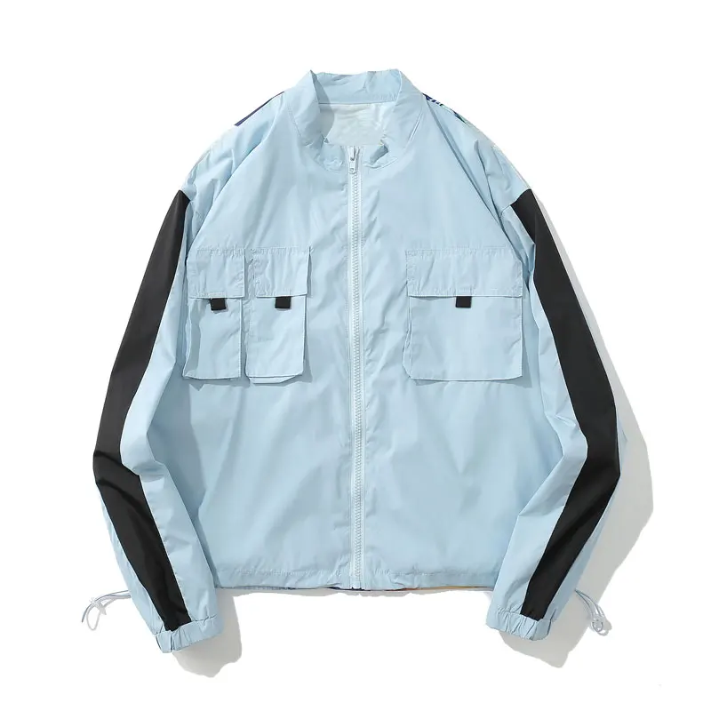 Color Block Patchwork Printed Thin Jackets 1
