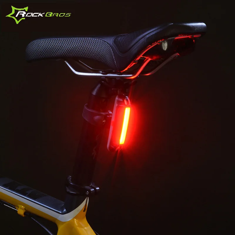 ROCKBROS перезаряжаемый защитный задний светильник, велосипедный светильник, задний фонарь для горного велосипеда, велосипедный Водонепроницаемый светодиодный фонарь с USB RK0015