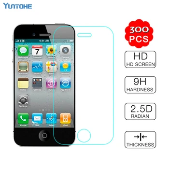 

New 0.3mm Ultra Thin HD Clear Explosion-proof Tempered Glass Screen Protector Cover Guard Film for iPhone 4/4S 300pcs/lot