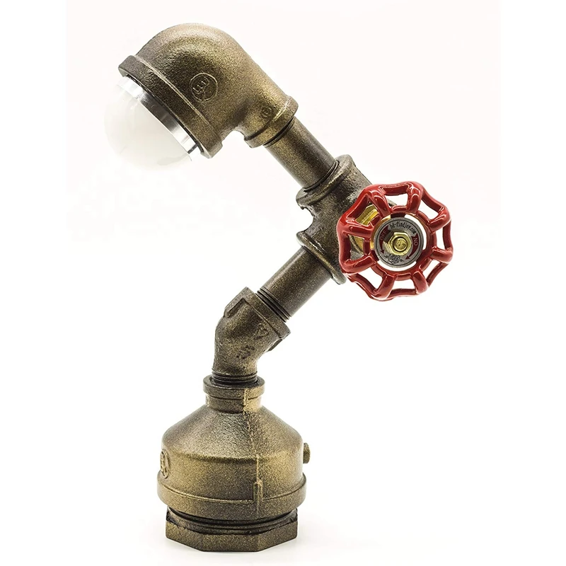 

Industrial Steampunk Led Desk Lamp, Iron Piping Loft Style Vintage Antique Light, Retro Desk Lamp, Night Light- Us Plug