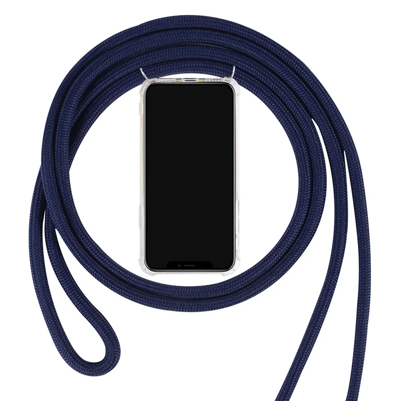 Crossbody Necklace Case for Huawei P Smart Y6 Y7 Y9 P30 P20 Mate 20 Lite Honor 8X 7C pro Rope Lanyard Shoulder Strap Cover - Цвет: Navy Blue