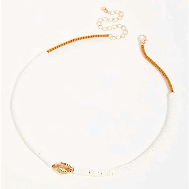 

boho bohemian Ras de Cou Desert Dore Blanc Noir natural shell beaded necklaces fashion choker necklace bead kolye women colar
