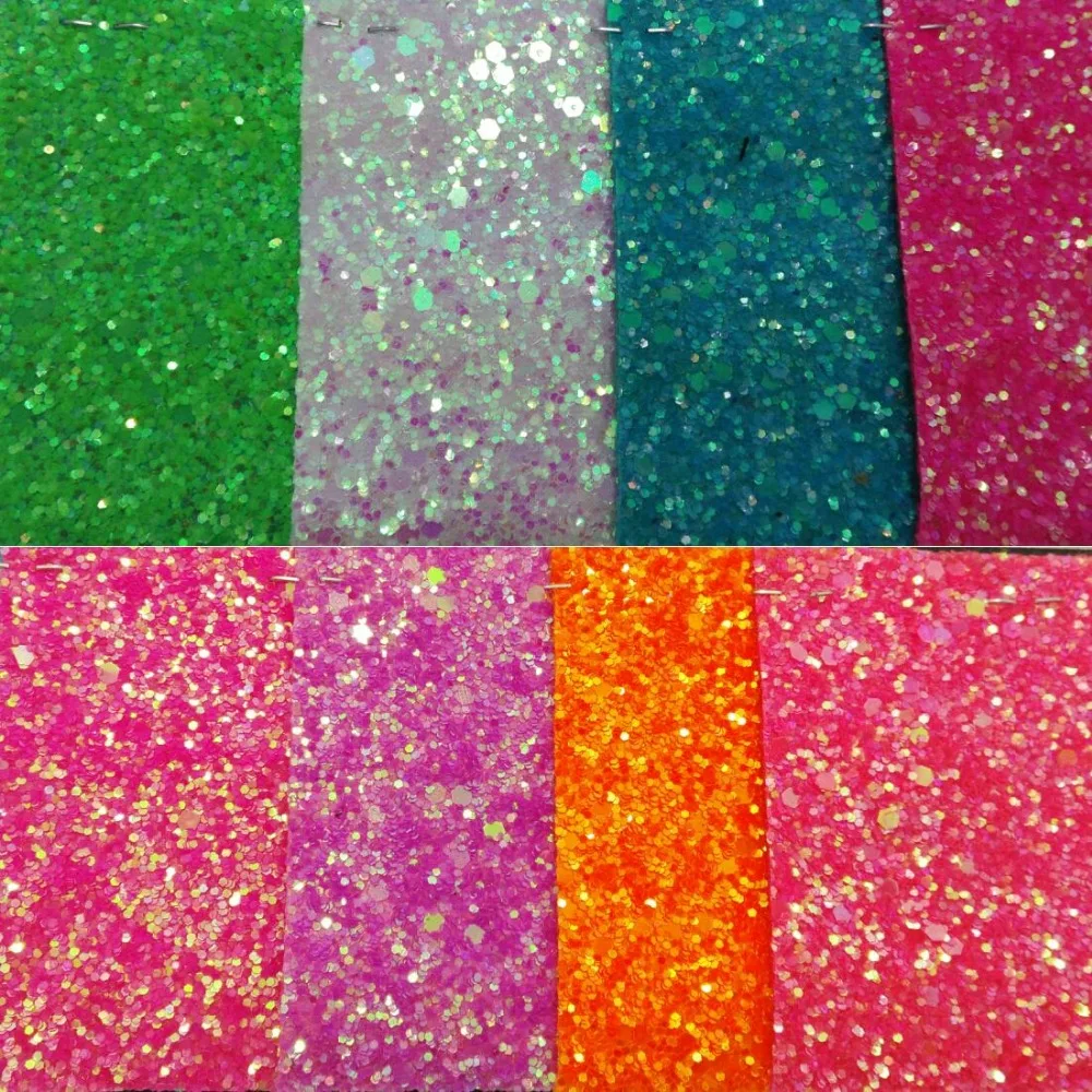 90x134cm Synthetic Leather Chunky Glitter fluorescence Glitter PU