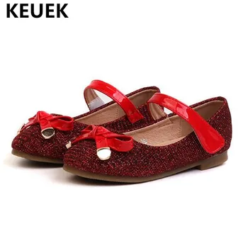 

New British style Bowknot Leather Shoes Girls Princess Flat with Breathable Single Shoes Children Kids Baby Party Moccasins 04