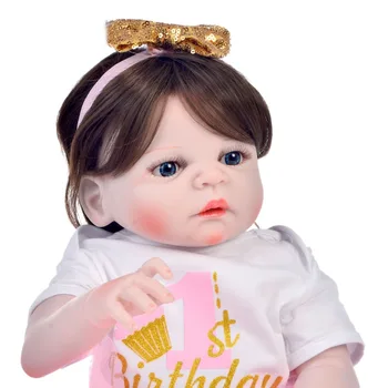 

55cm Full Silicone Body Reborn Baby Doll Toy Vinyl Newborn Princess toddler babies Bebe Bathe Accompanying Toys Birthday Gift