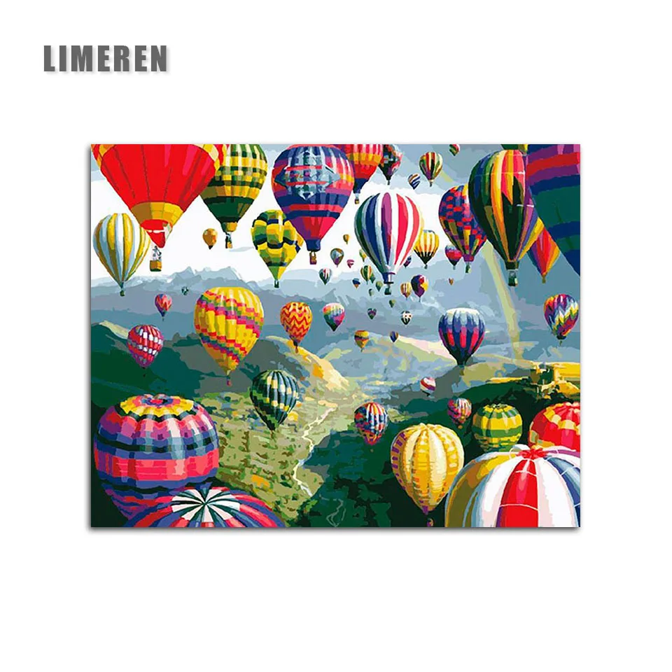 

Frameless Modular Pictures DIY Digital Oil Painting By Numbers On The Canvas Hot Air Balloon Of The Paintings On The Wall