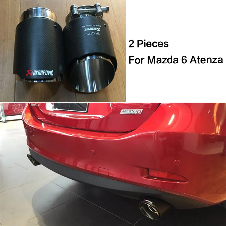Для Mazda 6 Atenza Toyota Prado Cadillac ATS VOLVO S60 XC60 V40 V60 BMW X1 углеродное волокно Akrapovic наконечники выхлопной трубы автомобиля - Цвет: For Mazda 6 atenza
