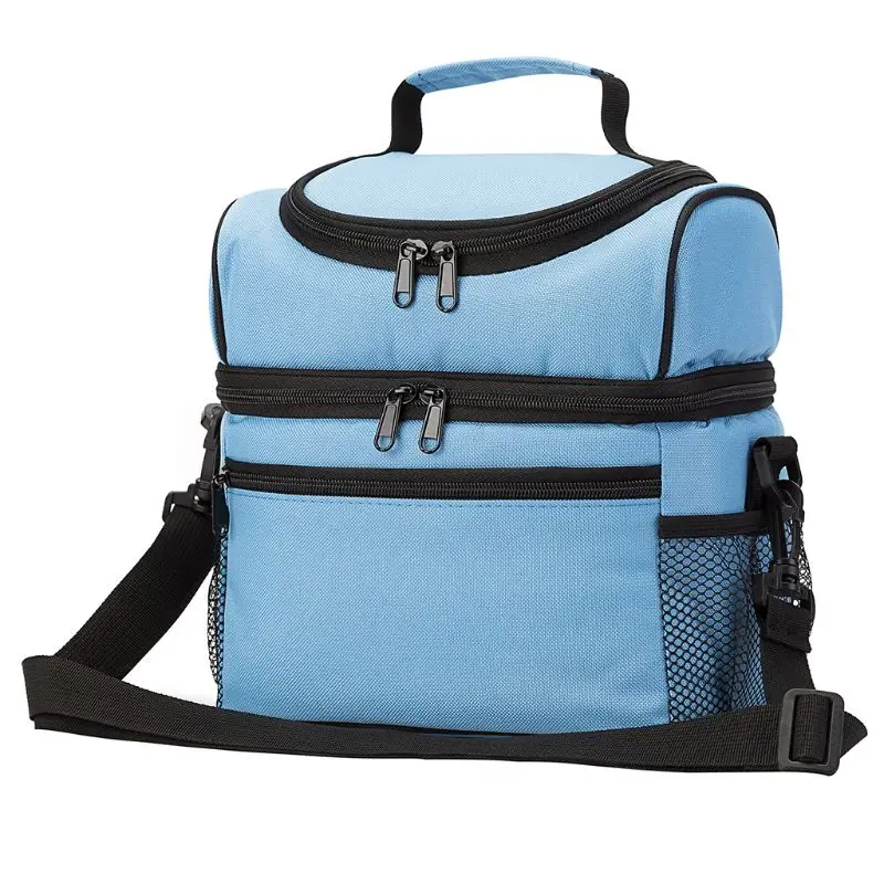 Лидер продаж, 2 композиции, мужская сумка для ланча для мужчин и женщин, сумка для пикника для работы в школе - Цвет: Синий