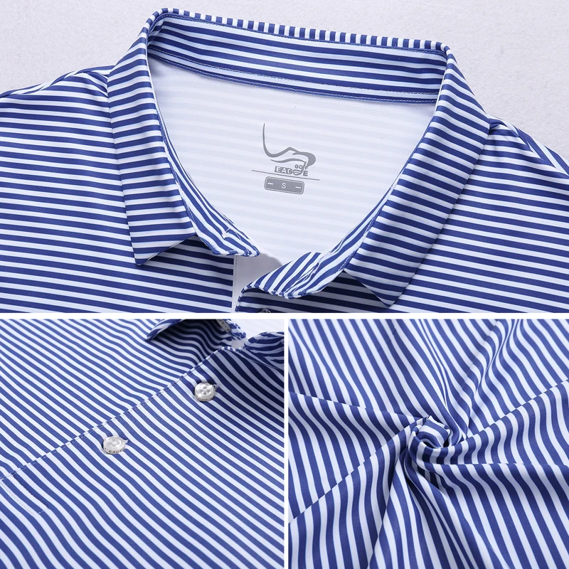 EAGEGOF мужские рубашки для гольфа с коротким рукавом, полосатая футболка поло, быстросохнущая одежда для тенниса/гольфа, не железная спортивная одежда, мягкая
