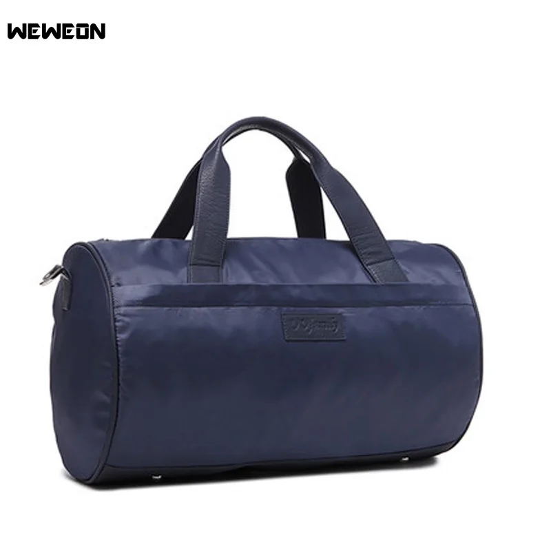 Men Classic Soft Leather Fitness Gym Bag Black Brown Cylindrical Sports