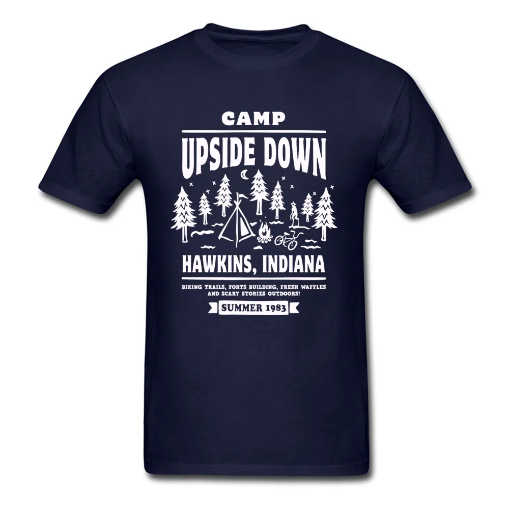 T Shirt 02Camp-Upside-Down0625 April FOOL DAY Cute Europe Short Sleeve Cotton Fabric Crew Neck Men T-shirts Europe Tee Shirt 02Camp-Upside-Down0625 navy