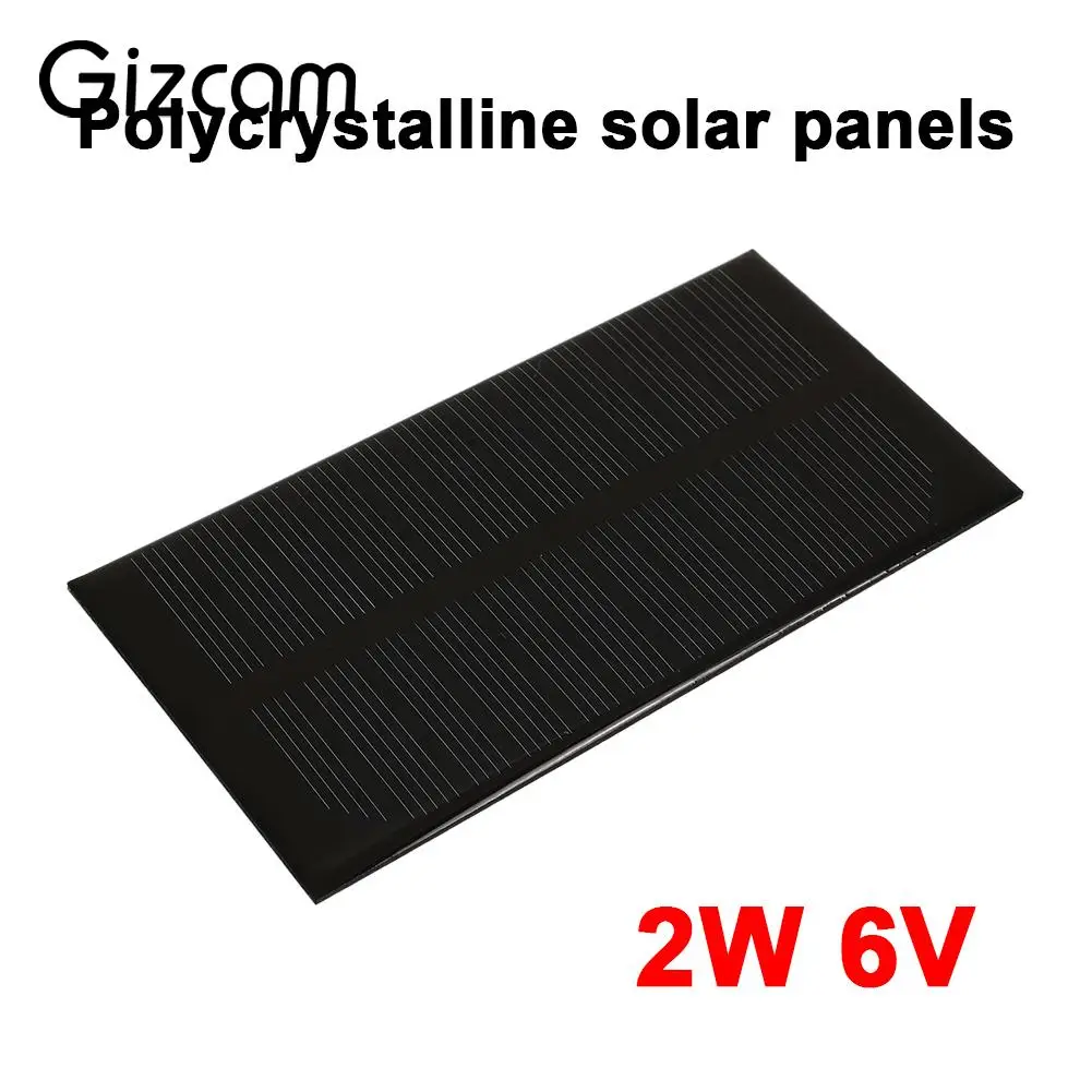 

Solar Panel 2W 6V Durable Solar Light Solar Charger Pane DC Output Travel Solar Generator Portable Polysilicon
