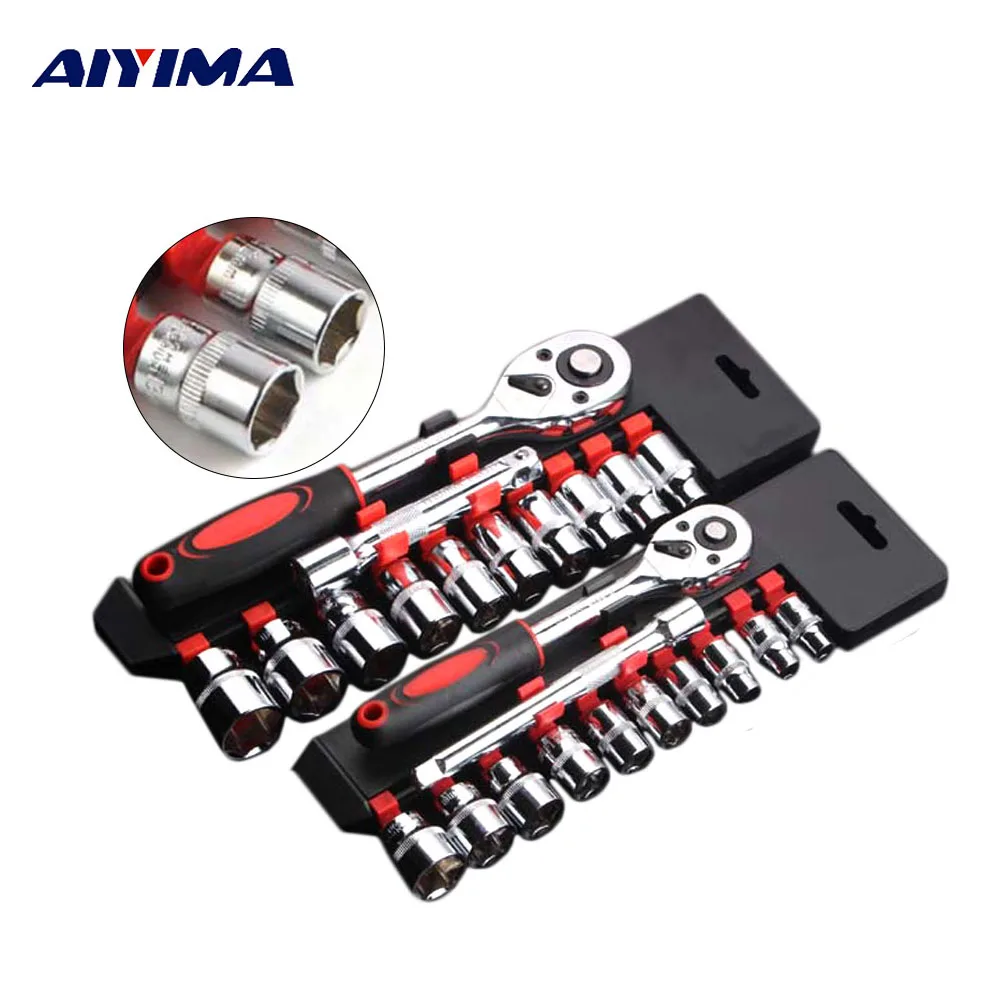 

AIYIMA 12Pcs Kit 3/8" 1/2" Wrench Set Ratchets Torque Wrenchs Universal Key Spanner For Bicycle Motorcycle Car Steel Hand Tools