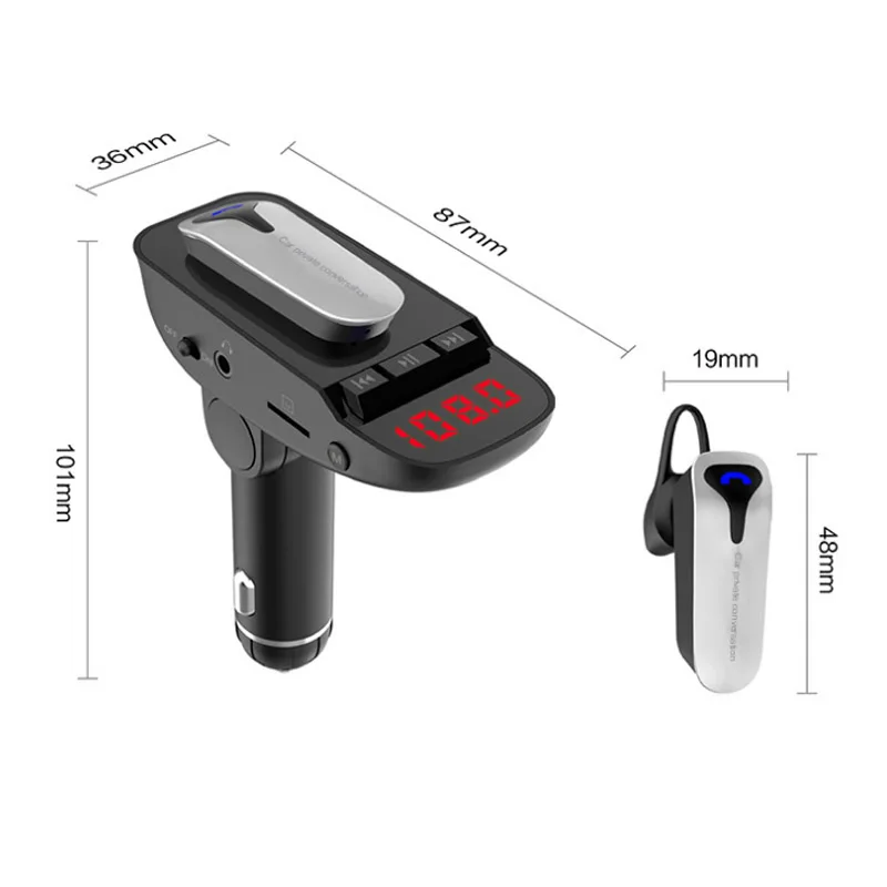 JaJaBor, fm-передатчик, Bluetooth, автомобильный комплект, громкая связь, AUX 3,5 мм, аудио плеер, частный ответ, беспроводная гарнитура для мобильного телефона