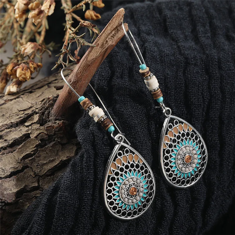 Vintage Bronze Geometric Women's Earrings Jewelry 2019 Long Metal Tassel Fringe African Earrings for Women Big Round Earring (4)