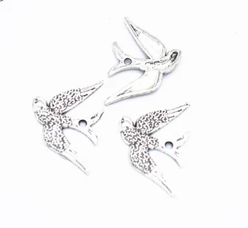 

120pcs Exquisite Swallow charms pendants 17*25MM antique silver bronze alloy Handmade earring bracelet necklace Jewelry DIY