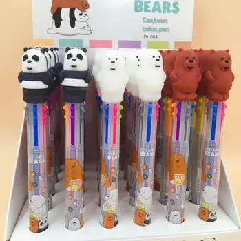 

36 pcs/lot Panda Bear 6 colors Ballpoint Pen Cartoon animal ball pen School Office writing Supplies Stationery Gift