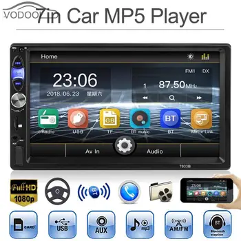 

7" 2DIN Bluetooth In Dash Car Stereo MP5 Player USB FM Radio Head Unit FM Radio Autoradio Suport Phone Connect w/ Remote Control