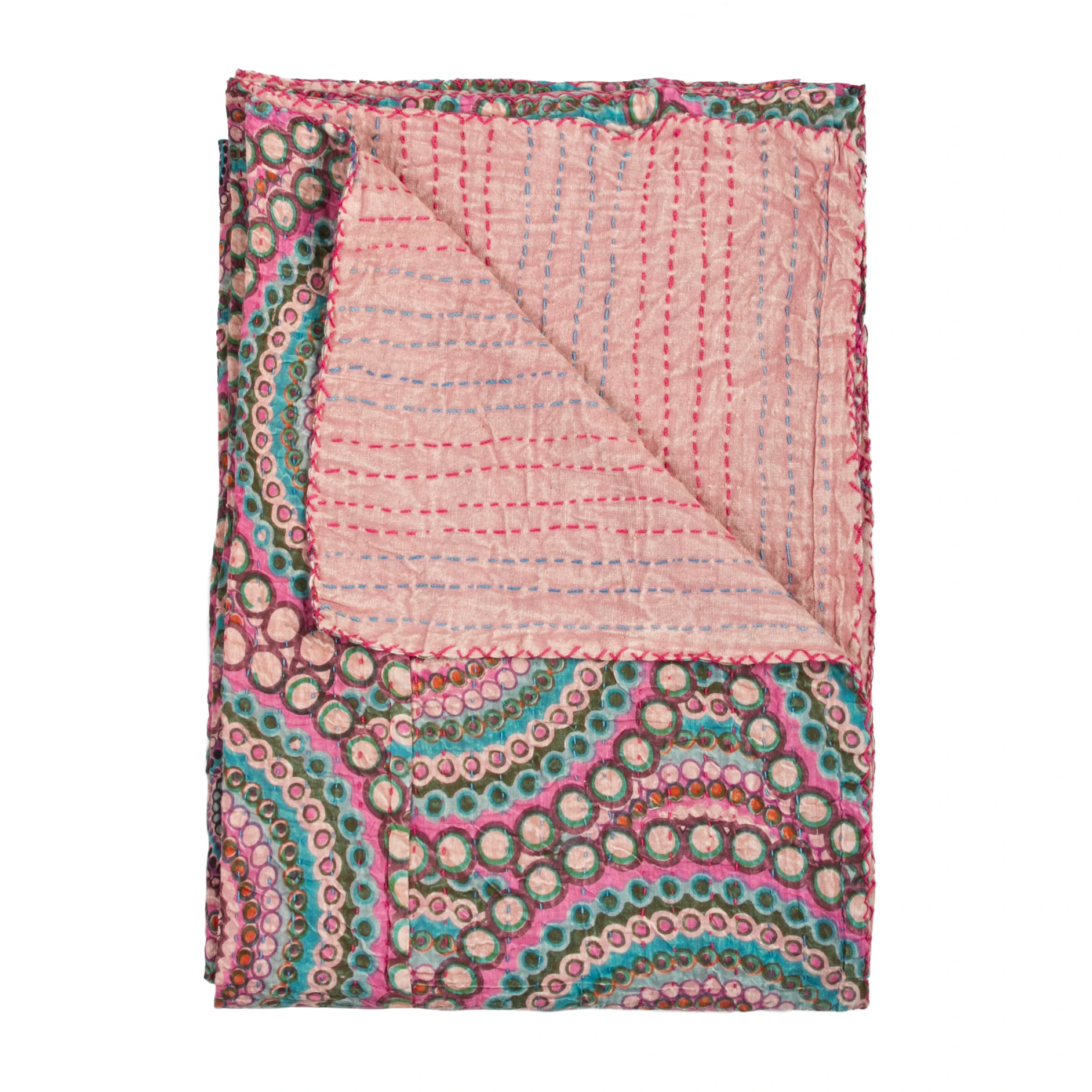 100% COTTON VINTAGE HANDMADE KANTHA THROW 50 X 70 - 328