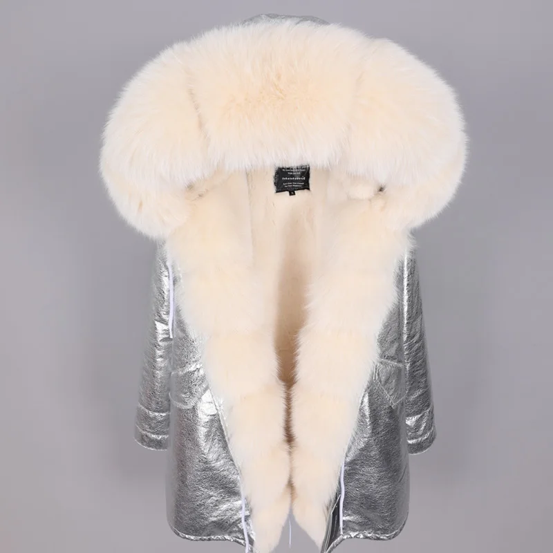 Maomaokong, зимняя теплая Женская одежда, тонкий воротник из лисьего меха, средняя и длинная секция, съемная толстая подкладка, пальто, зимнее пальто - Цвет: 30