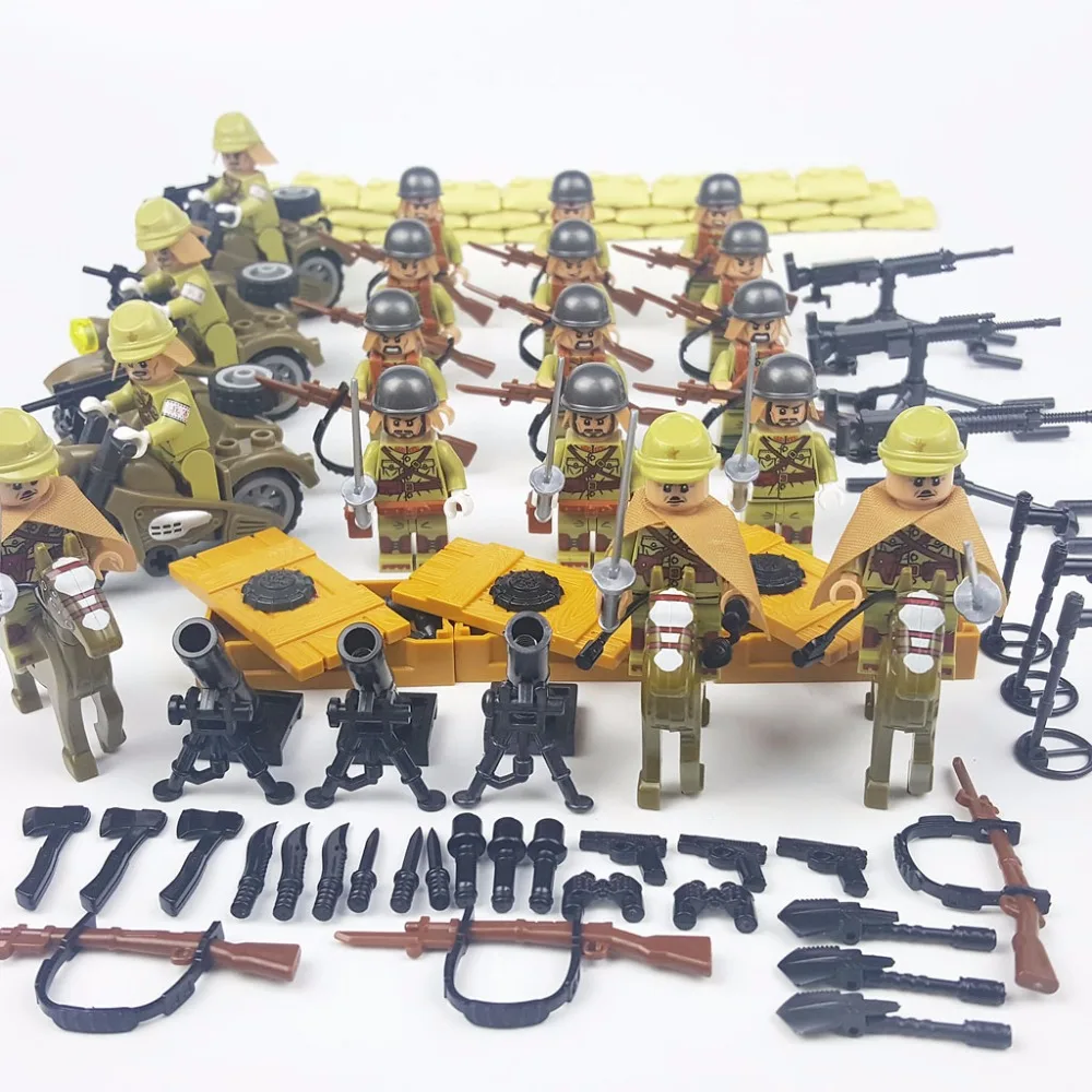 Chinese Army Japanese Army WW2 Campaign Brick Construction Block Military Vehicle Arsenal Compatible with Legoe