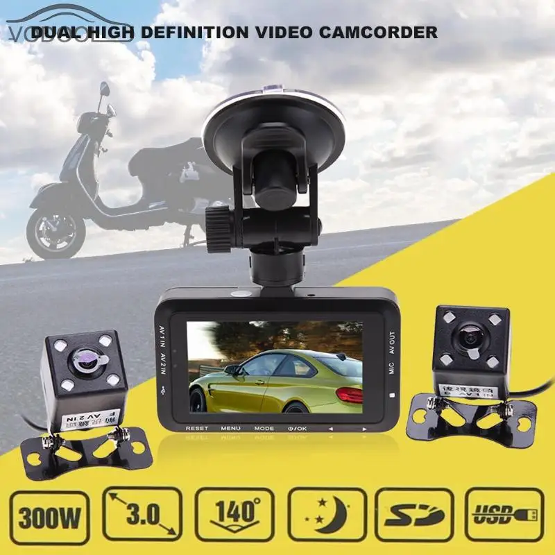 

3.0" LCD Motorcycle DVR Camera Dual Lens Driving Digital Video Recorder Cam Waterproof 140 Degree Moto Motorbike Camcorder