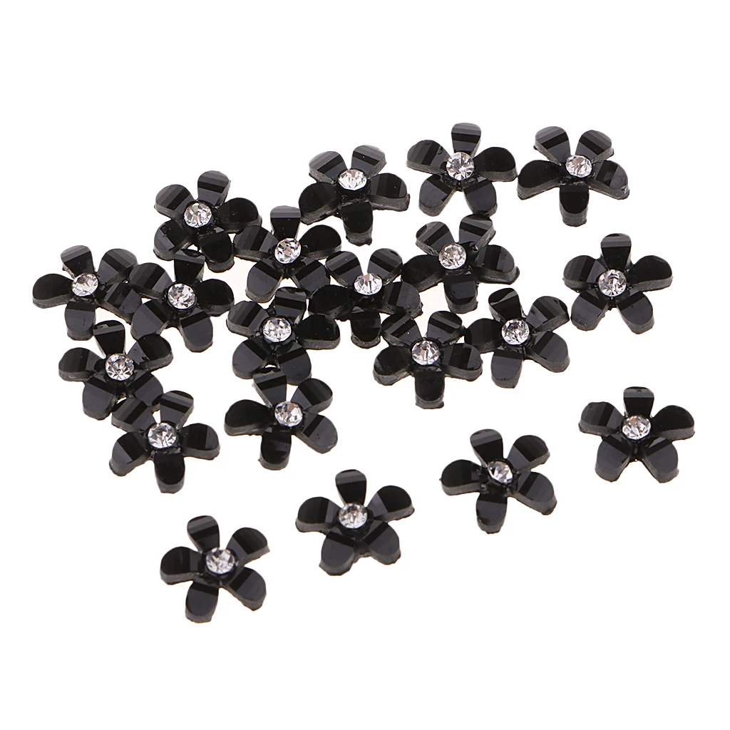 20Pc 9mm Resin Embellishments Rhinestone Flowers Flatback Buttons for Wedding Party Home Decoration DIY Sewing Crafts Bow Center